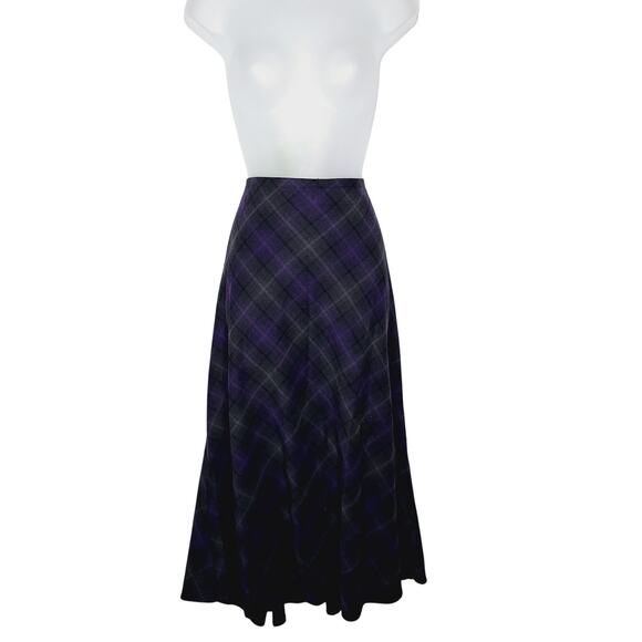 Vintage Y2K Plaid Maxi Skirt Dark Academia Goth 8 Purple Grunge Croft & Barrow - Picture 1 of 10